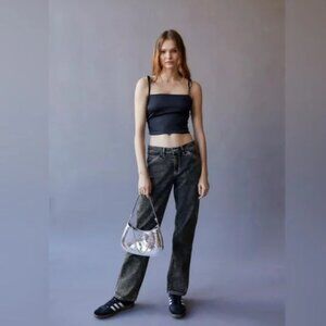 Urban Outfitters Silky Bella Tie Shoulder Cami Crop Top Black XS